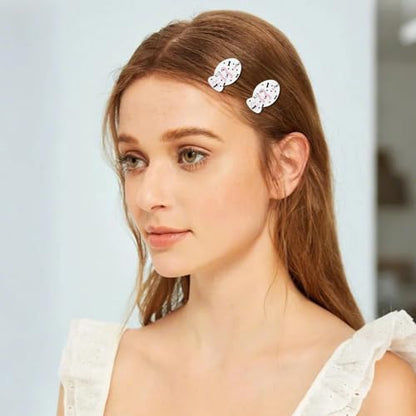 6 Pcs Snap Hair Clips Glossy White Resin Small Fish Hairpin Cute Black Polka Dot Bow Pattern Metal Barrettes Headwear for Women Hair Styling Accessories Gifts - color: Style 16