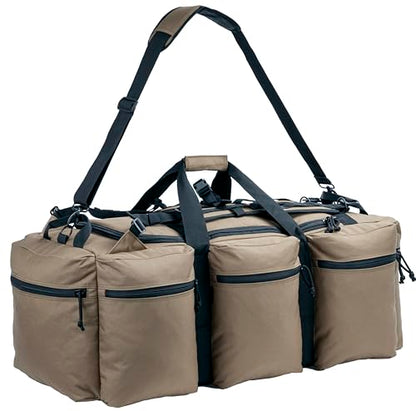 100L Large Military Duffle Bag Deployment Duffel Bag Sports Equipment Travel Luggage Bag with Detachable Backpack Straps… - color: Tan+Black