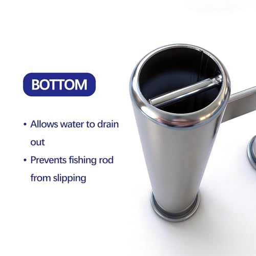 Wall Mounted 4 Tubes Linked Stainless Steel Fishing Rod Holder for Boat | Boat rod storage, rust-proof marine steel, vertical space-saving, self-draining base, hands-free gear organization