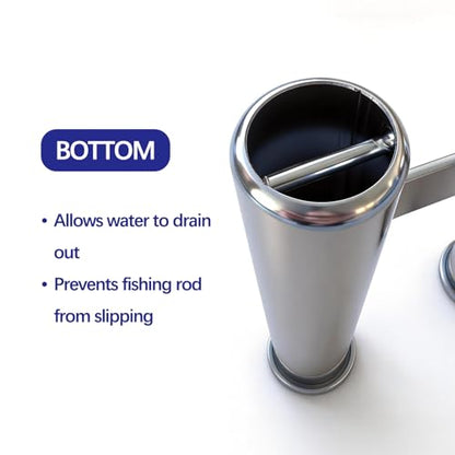 Wall Mounted 4 Tubes Linked Stainless Steel Fishing Rod Holder for Boat | Boat rod storage, rust-proof marine steel, vertical space-saving, self-draining base, hands-free gear organization