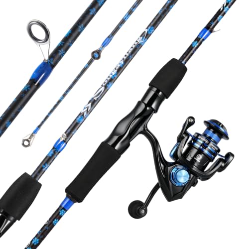 Sougayilang Fishing Rod Reel Combos,Two Pieces Fiberglass Durable and Strong Spinning Pole with Smooth Reel Available for Freshwater Catching Bass, Trout, Catfish - style: With Sl10 Reel