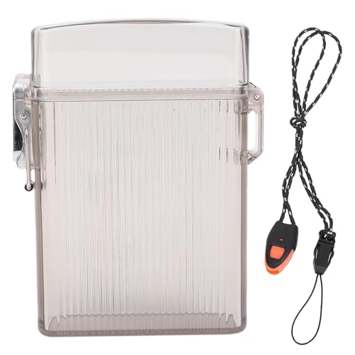 Dioche Holder Water Proof Water Proof ID Badge Holder with Whistle Lanyard, Clear Hard Plastic ID Card Case for Cash, Credit Cards & Key Cards, Ideal for Outdoor Activities (Transparent Black) - color: Transparent Black