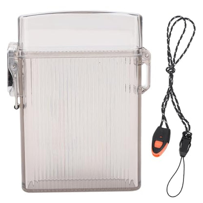 Dioche Holder Water Proof Water Proof ID Badge Holder with Whistle Lanyard, Clear Hard Plastic ID Card Case for Cash, Credit Cards & Key Cards, Ideal for Outdoor Activities (Transparent Black) - color: Transparent Black