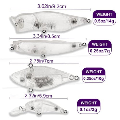 10pcs/20pcs Fishing Blanks Lures Kit Fishing Topwater Unpainted Swimbait Unpainted Crankbaits Hard Baits DIY Lure for Bass Salmon Trout Saltwater and Freshwater - color: C: Fishing Blank Hard Lures Kit 20pcs