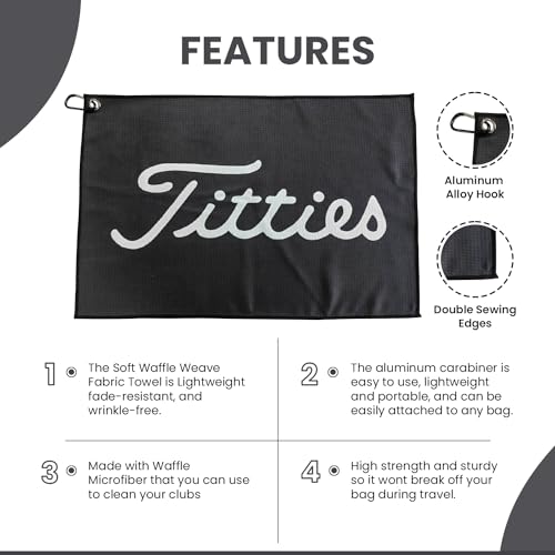 K9King Funny Microfiber Towel - Premium Golf Towel with Clip Holder - Ideal Golf Accessories for Men and Women - Black/White - color: Black/White