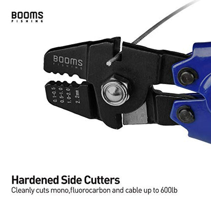 Booms Fishing CP1 Fishing Crimping Pliers, High Carbon Steel Fishing Plier Wire Rope Leader Crimping Tool, 10 inch Crimpers Swager with Ergonomic Handle - style: Blue Crimper Only