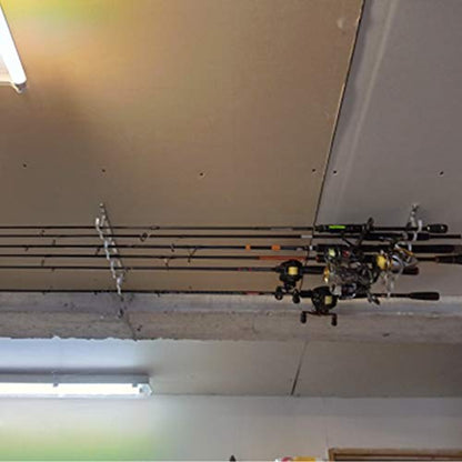 Fishing Rod Ceiling Rack Aluminum Alloy 8-Rod Fishing Pole Holder Organizer Storage for Garage & Cabin & Basement