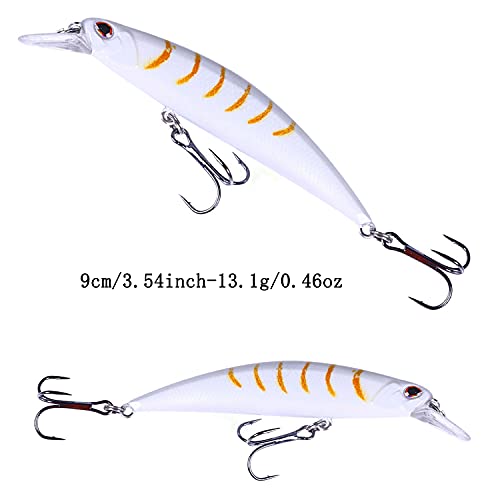 Jerk Baits for Bass Fishing, Jerkbait Fishing Lures, Minnow Lures Jerk Bait for Freshwater/Saltwater Fishing Lures for Trout Pike, 5pcs/10pcs with Box - color: H:3.54in/0.46oz/5pcs