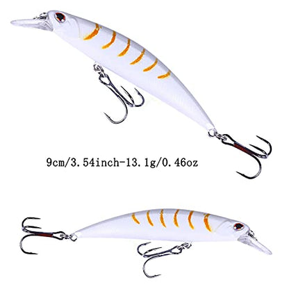 Jerk Baits for Bass Fishing, Jerkbait Fishing Lures, Minnow Lures Jerk Bait for Freshwater/Saltwater Fishing Lures for Trout Pike, 5pcs/10pcs with Box - color: H:3.54in/0.46oz/5pcs