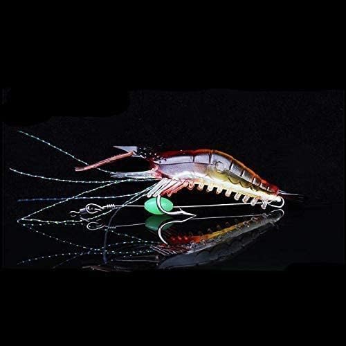 5pcs Soft Luminous Shrimp Lure Set, 5 Colors Shrimp Bait with Hooks and Beads - Fishing Tackles for Freshwater and Saltwater Bass, Trout, Catfish, Salmon