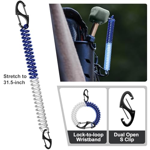 3pcs Fly Fishing Retractor & 3pcs Coiled Fish Lanyard | Retractable Zinger with 24" Dyneema Cord(5oz) for Anglers Vest, 32" Carabiner Coil Tether for Pliers, Scissor