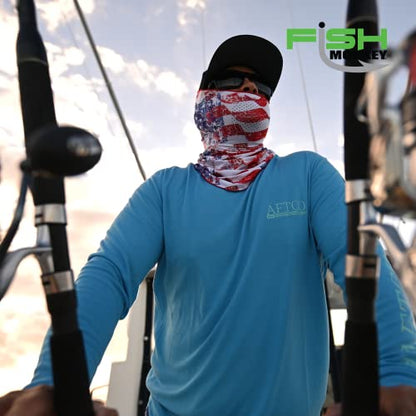 Fish Monkey UPF 50+ Sun Protection Performance Face Guard - color: Schooln' Bass, size: One Size