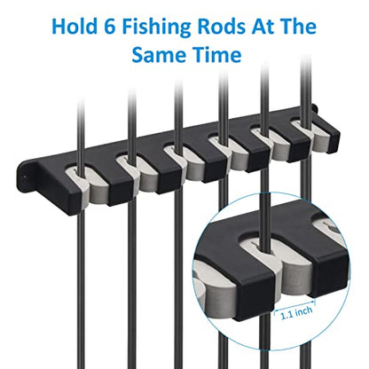 Windspeed 6-Rod Rack Wall Mounted Fishing Rod Rack For Boat, 2 Pcs Horizontal Fishing Rod Holder For Garage Door(Grey)