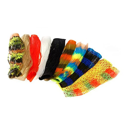 GREATFISHING 10pcs Mix 10 Color Each 50 Strands/Pack 0.8mm Wide Fly Tying Rubber Flutter Legs Grizzly Barred Black Olive Green Yellow Orange Streamer Zonker Nymph Fly Tying Rubber String - color: Combo A
