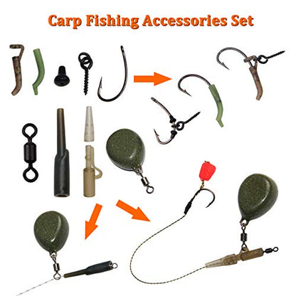 Carp Fishing Equipment 217pcs Carp Fishing Terminal Tackle Kit with Box | Include Sinker Weights, Carp Hooks Swivels, Boilies, Various Carp Fishing Accessories