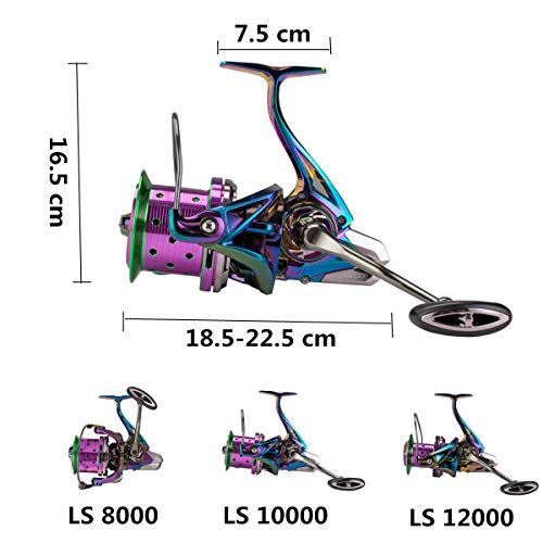Diwa Spinning Fishing Reels 70 LBS Max Drag Power 18+1 Stainless BB Metal Body Casting Fishing Wheel 8000 10000 12000 Spool Series Freshwater Saltwater Big-Game Surf Ultra Smooth Spinning Reel - style: 10000