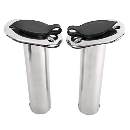YaeMarine 4Pcs Stainless Steel Rod Holders with Rubber Cap, Liner, Gasket - style: 15 Degree
