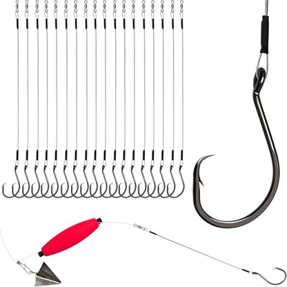 Dovesun 30PCS/20PCS Circle Hooks Fishing Pre-Rigged Catfish Rig for Saltwater Freshwater Catfish Hooks with Wire Leader 2/0 4/0 6/0 8/0 10/0 - color: B-2/0 Circle Hooks Kit-20PCS