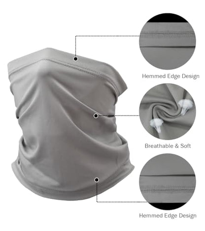 Fishing Neck Gaiter, Sun Protection Face Mask, Cooling Neck Shield Scarf Cycling Balaclava Bandana for Men and Women - color: Black+white+grey+light Grey