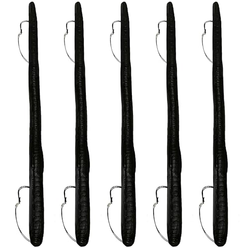DeLong Lures 6" KILR Worm – Made in USA Weedless Pre-Rigged Soft Plastic Swimbaits, Extra Durable Bass Fishing Lures for Pike and More, 5-Pack Variety - color: Black