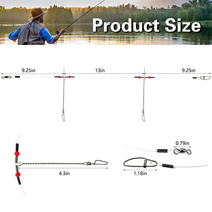 YOTO Fishing Tackle Leaders,Hi-Low Rig,Double Arms Saltwater Stainless Steel Leader with Swivels,High-Strength Fish Wire Gear Equipment, Fishing Gift - color: D1-Nylon Leader-70lb-12pcs