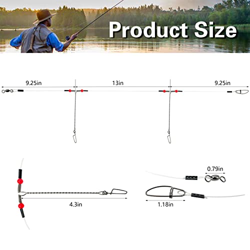 YOTO Fishing Tackle Leaders,Hi-Low Rig,Double Arms Saltwater Stainless Steel Leader with Swivels,High-Strength Fish Wire Gear Equipment, Fishing Gift - color: D2-Nylon Leader-70lb-24pcs