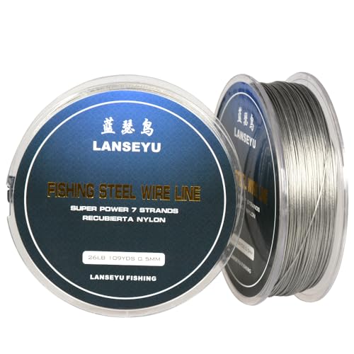 Fishing Wire Rope 0.5mm 100 Metres 26 Pound Fishing Stee Wire Nylon Coated 1x7 Stainless Steel Leader Wire Super Soft Fishing Wire Lines