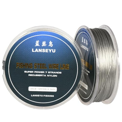 Fishing Wire Rope 0.5mm 100 Metres 26 Pound Fishing Stee Wire Nylon Coated 1x7 Stainless Steel Leader Wire Super Soft Fishing Wire Lines