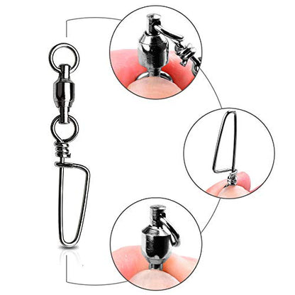 Snap Fishing Swivels Ball Bearing Black Nickel Ball Bearing Swivels Saltwater Heavy Duty Barrel Swivels for Freshwater Saltwater Fishing - size: Size 4+4 (90lb) 20 Pcs