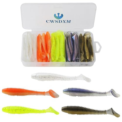 Soft Fishing Lures, 6.5cm/8cm Paddle Tail Swimbaits Soft Plastic Lures Kit for Bass Trout Walleye Crappie 30pcs/40pcs… - color: A-7.5cm/2.95in-30pcs