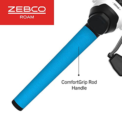 Zebco Roam Spincast Reel and Fishing Rod Combo, 6-Foot 2-Piece Fiberglass Fishing Pole with ComfortGrip Handle, Quickset Anti-Reverse Fishing Reel, Pre-Spooled with 10-Pound Zebco Line - color: Blue