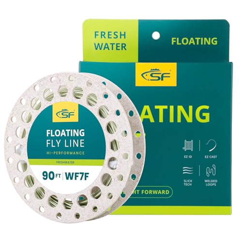 SF Fly Fishing Line with Two Welded Loops Weight Forward Floating Fly Lines Trout 90FT WF2 3 4 5 6 7 8 9F Multi-Color Freshwater - color: Moss Green, size: WF7F 90FT Line