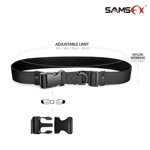 SAMSFX Adjustable Fishing Wader Belt Wading Belts for Surf Casting Kayak Fishing Accessories Waders Straps - color: Black - Only 1.5" Wader Belt (31" to 58")