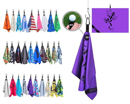 Rippit Magnetic Waffle Golf Towel – Large 16"x24" Microfiber Golf Club Ball Magnet Clip to Hang on Bag Cart Strong Premium Strength Ultra Absorbent Gear Men Gift (Rippit Purple) - color: Rippit Purple