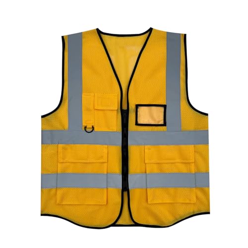 Fishing Vest - Work Vest for Men V Neck Zip Up Lightweight Breathable Sleeveless Utility Jackets Mesh Outwear Vests 2026 - color: 04# Yellow