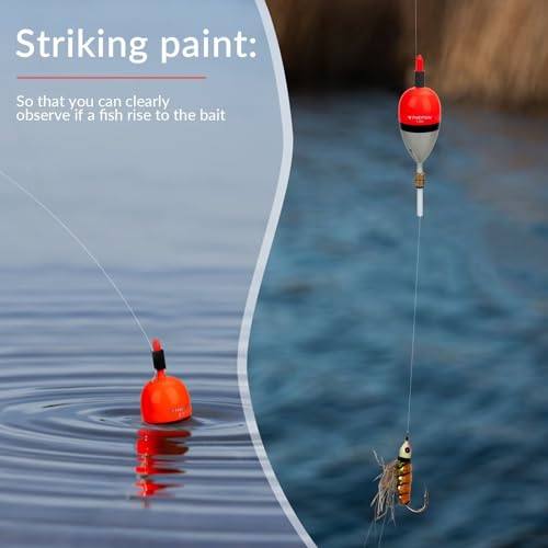THKFISH Wood Slip Bobber for Fishing with Brass Weighted Crappie Floats - color: Red, size: 1.5in * 5pcs