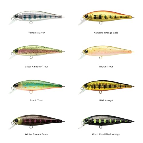 LUCKY CRAFT Pointer 48S, Sinking, Freshwater Lake Bass Fishing Lure, Jerkbait, Silent, Fishing Gear, Fishing Accessories, Fishing Tackle, Rainbow Trout, Brown, Brook, Tiger Perch - color: 814 Brook Trout