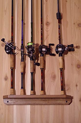 Old Cedar Outfitters Fish-Shaped, Vertical Wall Rod Rack for Fishing Rod Storage - color: Distressed,ArchedBass