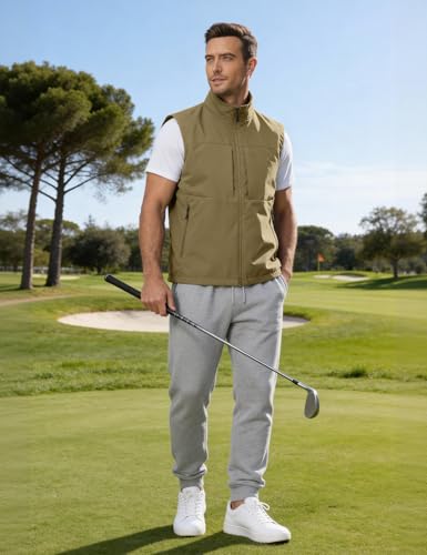 Eisctnd Mens Lightweight Quick Dry Vest Sleeveless Outdwear Utility Jacket | Utility Sleeveless Vest with Multi Pockets, Outerwear Hiking Fishing Photography Camping Travel Outdoor - color: Khaki, size: Large