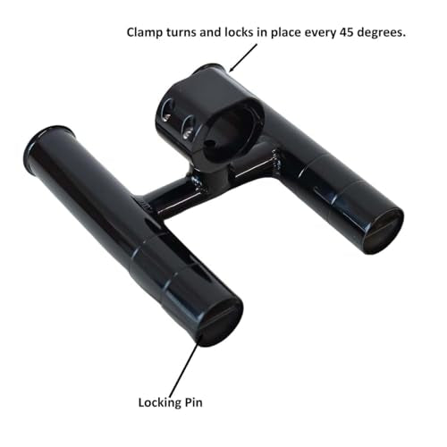 T-Top fishing Rod Holder Twin Aluminum clamp-on fit 1-1/2",1-7/8",2" inch horizontal or vertical fishing tower/leaning post/rail white black anodized (Black)