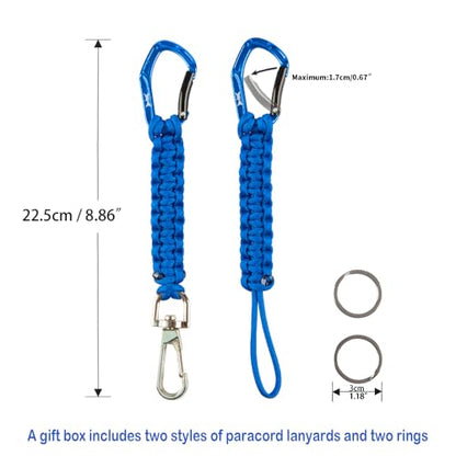 HERCULES Paracord Keychain Set – 2 Pack Lanyard Rope with Aluminum Clip, Durable Paracord Wrist Strap for Outdoor Activities, Royal Blue - style: Royal Blue