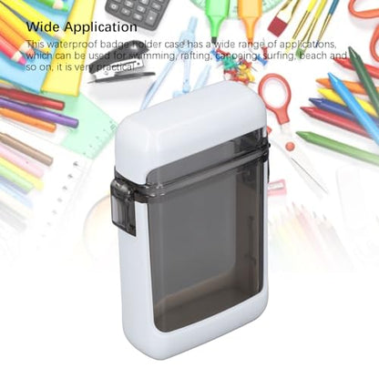 Alomejor ID Card Badge Holder Case, Airtight Lid with Rubber Seal for Swimming Rafting Canoeing, Multifunctional Small Lightweight Pocket Box for Keys (White) - color: White