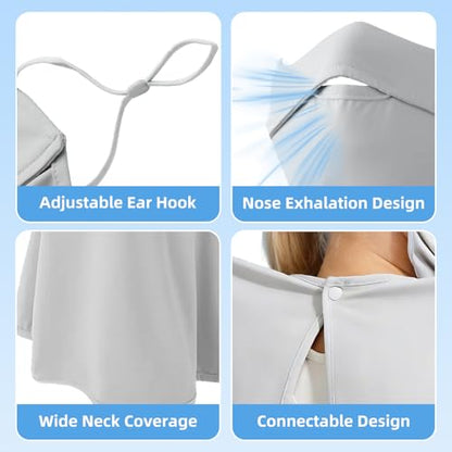 UPF 50+ Sun Protection Face Mask with Neck Coverage, UV Face Mask for Outdoor Activities, Unisex Breathable Sun Mask - style: Grey 1