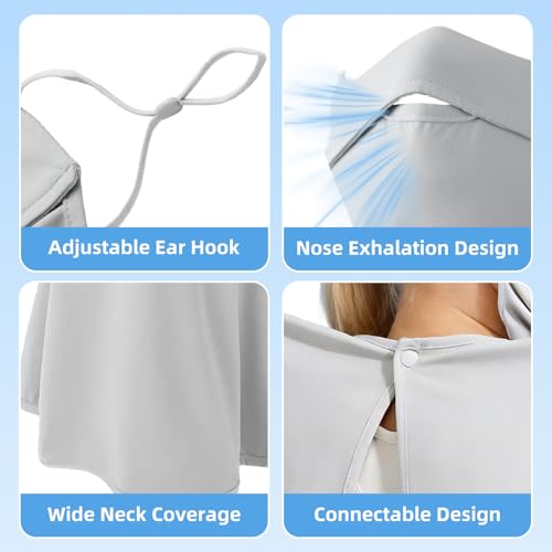UPF 50+ Sun Protection Face Mask with Neck Coverage, UV Face Mask for Outdoor Activities, Unisex Breathable Sun Mask - style: Grey 1