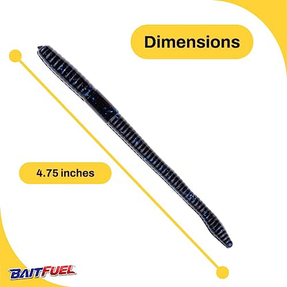 BAITFUEL Finesse Worm - color: Black Blue Flake
