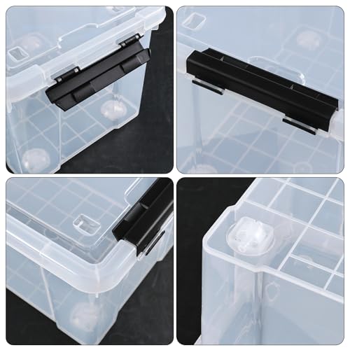 4-Pack 22 Quart Plastic Storage Bins with Lids, Plastic Latching Storage Box with Wheels, Clear - size: 22 Quart