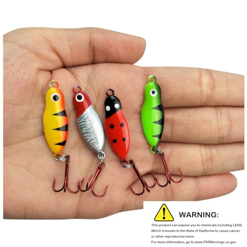 Ice Fishing Jigs with Treble Hooks Lead Jig Hooks Winter Metal Lures - color: 1.97inch/0.21oz-4pcs