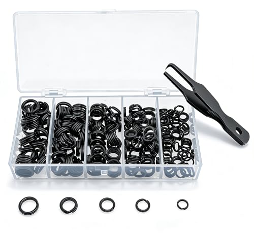 Fishing Split Rings Kit: 250pcs Heavy Duty Steel Fishing Lure Making Ring Fishing Hook Connector Tackle - color: Black Split Mini Plier Set