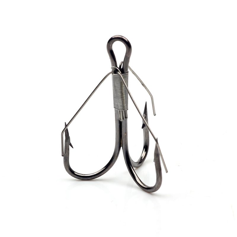 18pcs Weedless Treble Hook with Wire Weed Guard Replacement Fishing Hook High Carbon Steel Bass Hook Saltwater Hook - size: 2#