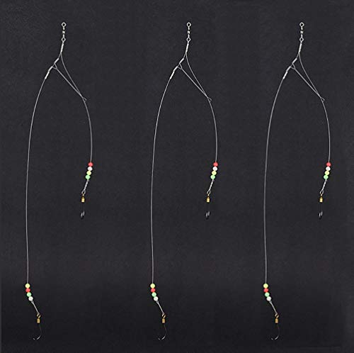 Dyxssm Fishing Hooks with Leader Rigging, Fishing Hook Line Stainless Steel Fishing Rigs Wire and Rig Hooks - size: 3/0#, style: Style-a: 2 Hooks Rig